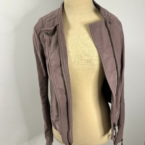 Free People Mauve Faux Leather Jacket - Picture 1 of 4